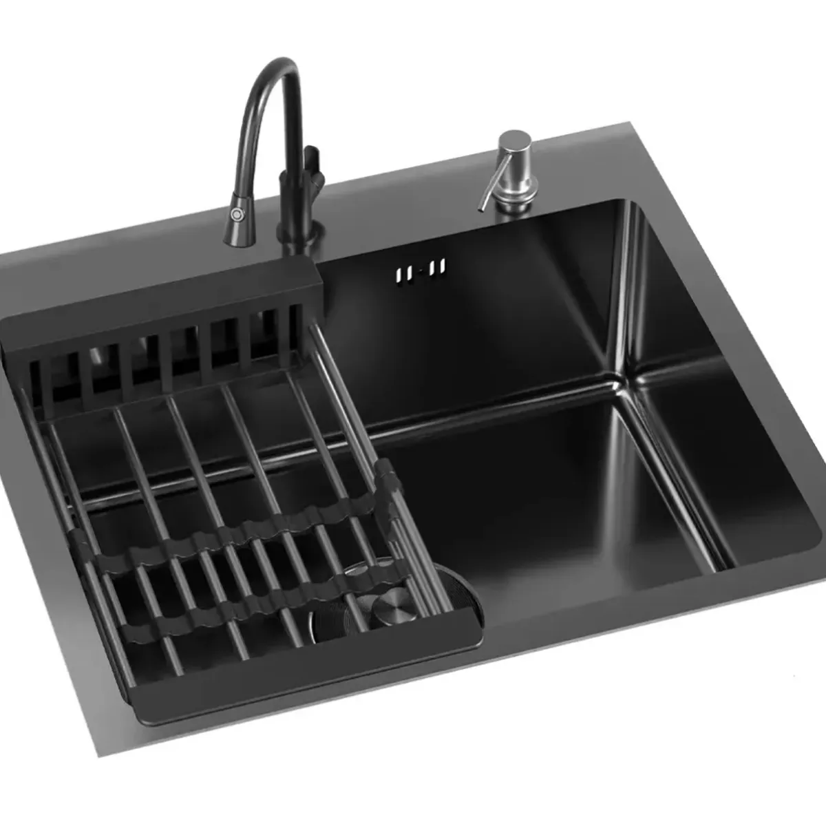 HOMER DESIGN - Combo Lavaplato Empotrado 55x45x21cms Acero Inoxidable con Todos