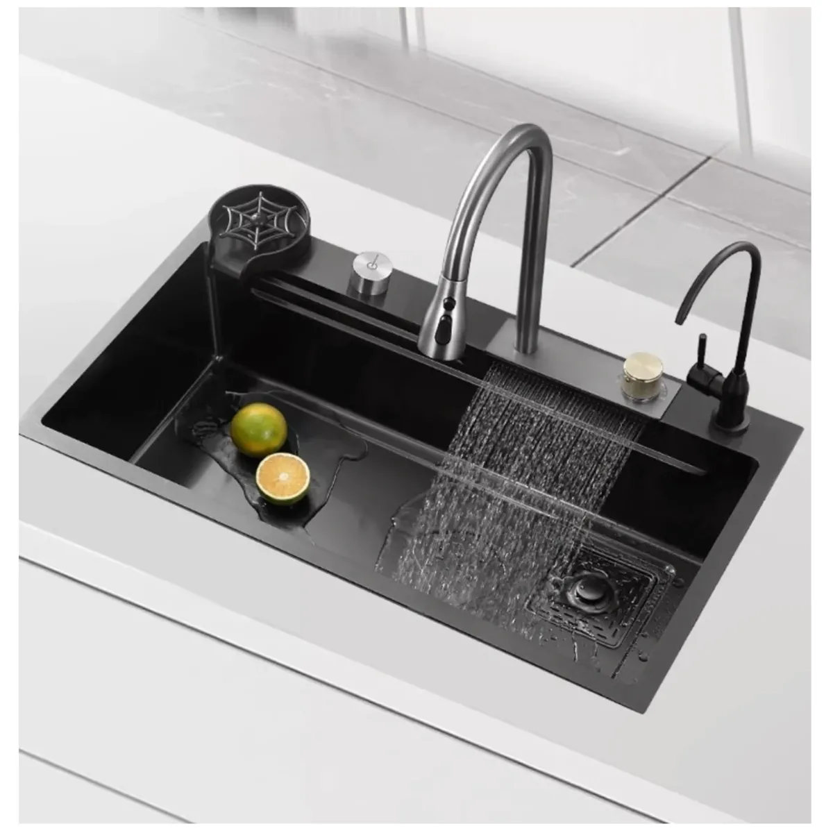 HOMER DESIGN - Set Lavaplatos Cascada Empotrado Acero Inoxidable 75x45x21cm