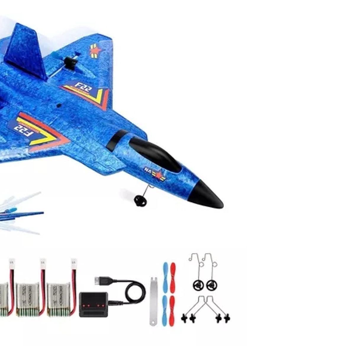 GENERICO - Avion Rc Juguete Planeador De Espuma Con Luces F22 Raptor