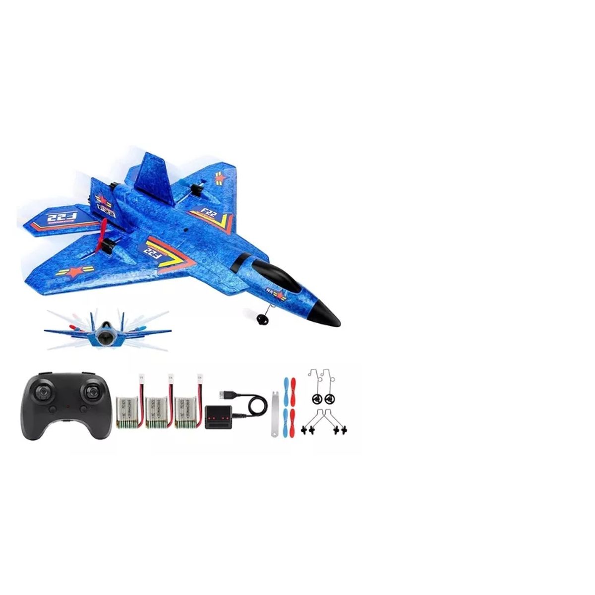 GENERICO - Avion Rc Juguete Planeador De Espuma Con Luces F22 Raptor