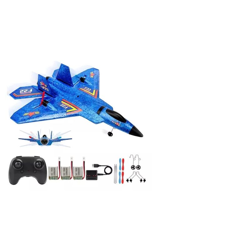 GENERICO - Avion Rc Juguete Planeador De Espuma Con Luces F22 Raptor