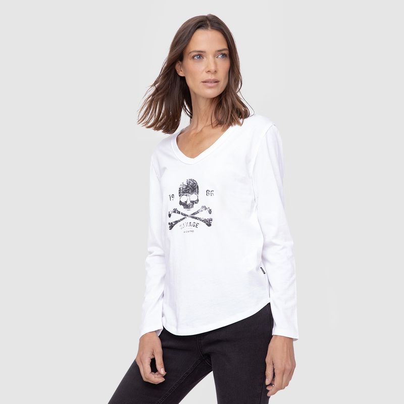 BUBBA - Women Long Tshirt White  Black Bubba