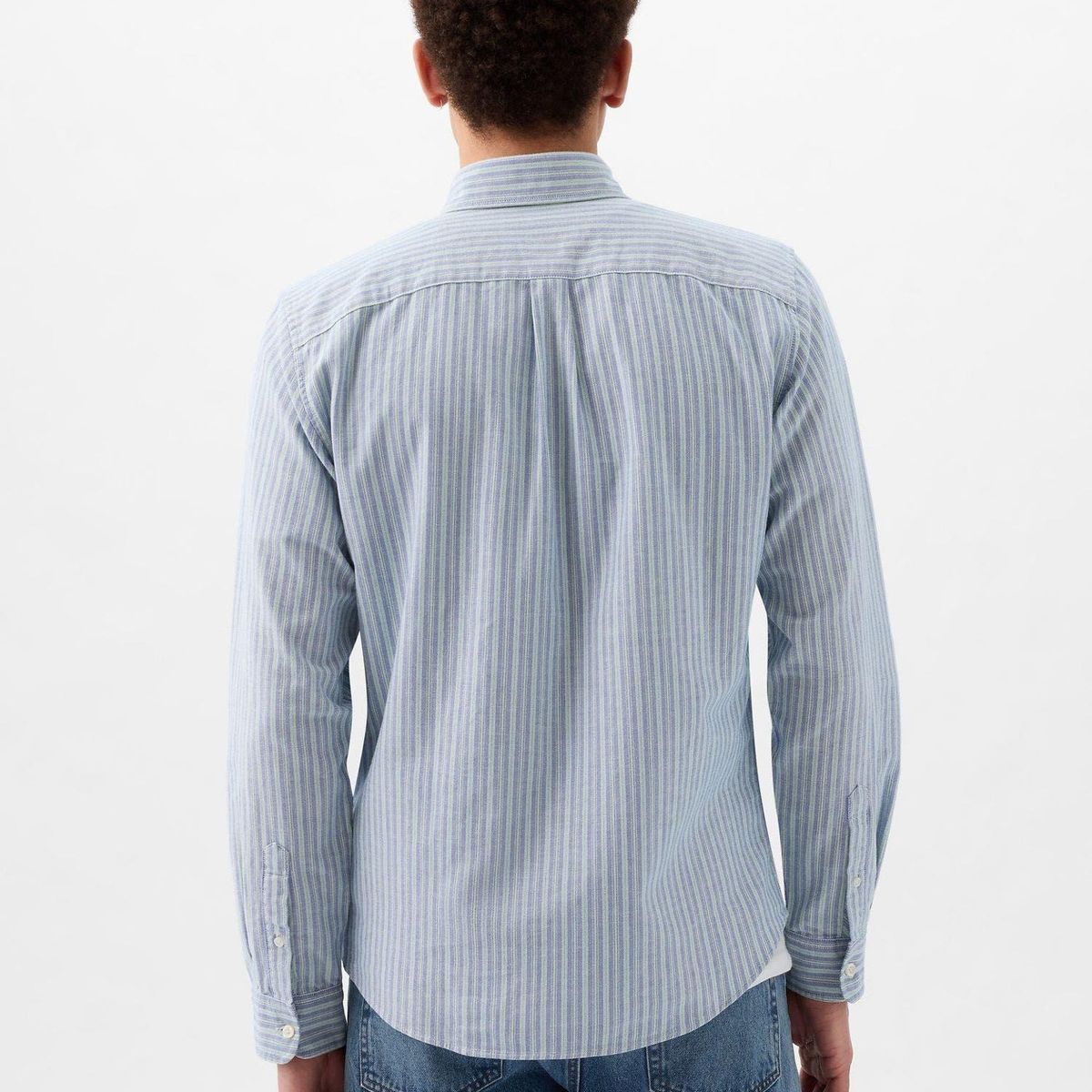GAP - Camisa Oxford Standard Fit Rayada Azul Hombre GAP