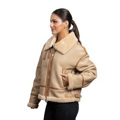 Imagen 2 del producto Chaqueta de Ecocuero Mujer Beige