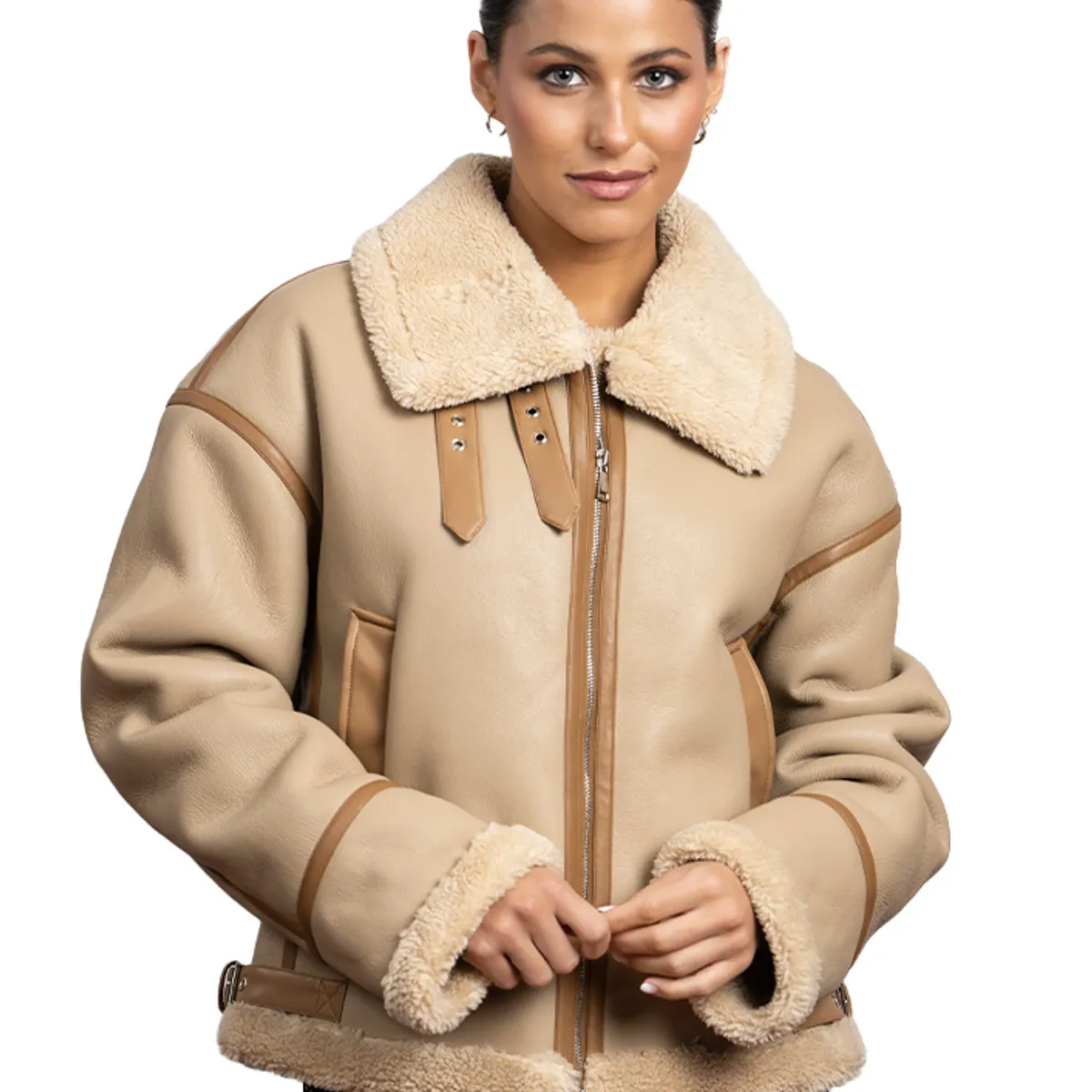 TODOPIEL - Chaqueta de Ecocuero Mujer Beige Todopiel