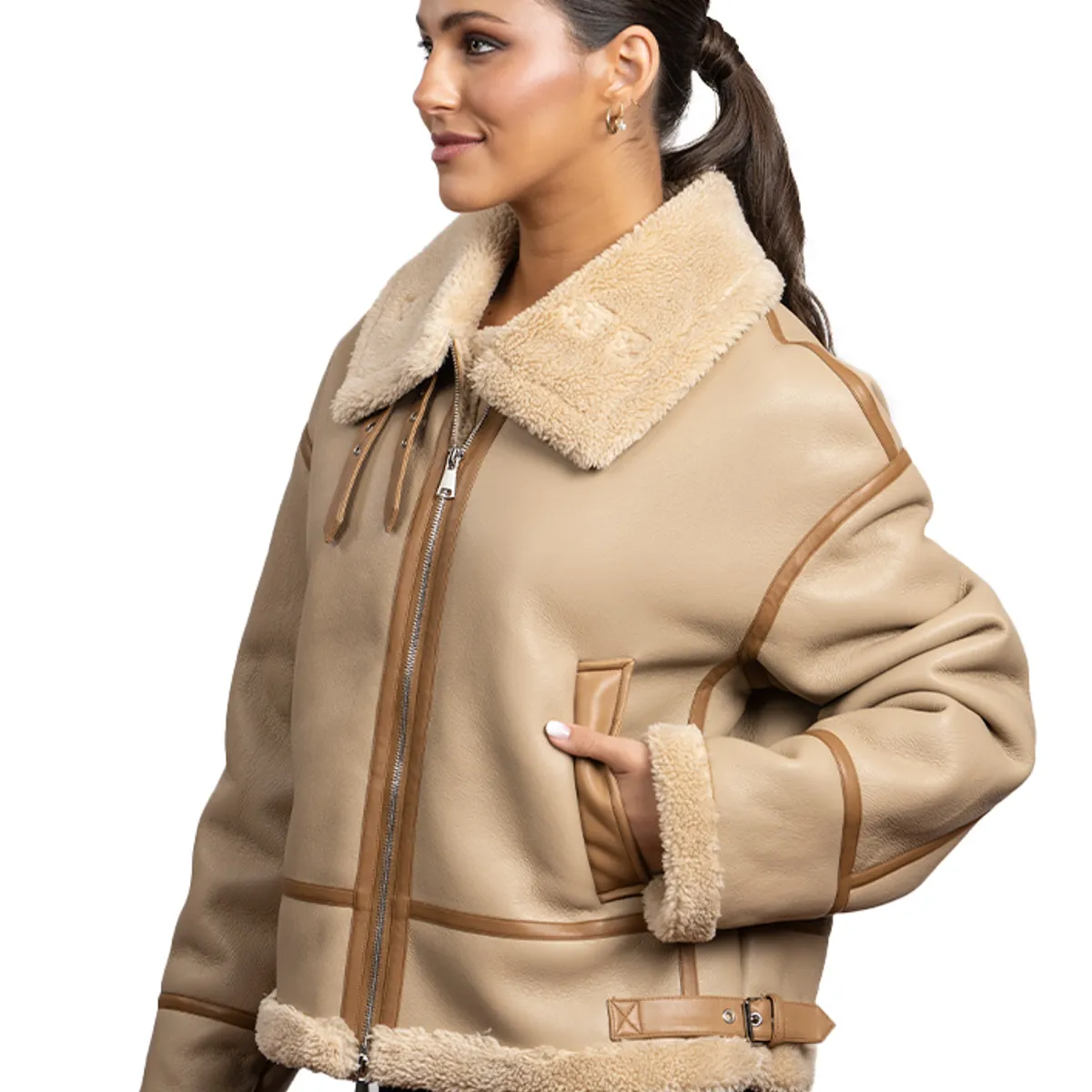 TODOPIEL - Chaqueta de Ecocuero Mujer Beige Todopiel