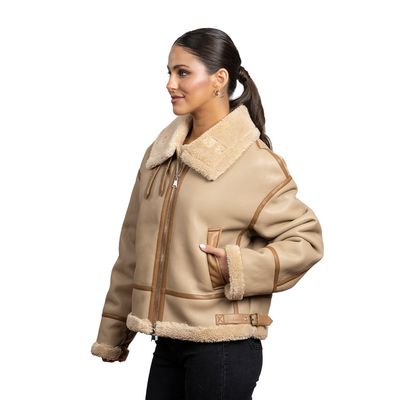 Imagen 2 del producto Chaqueta de Ecocuero Mujer Beige