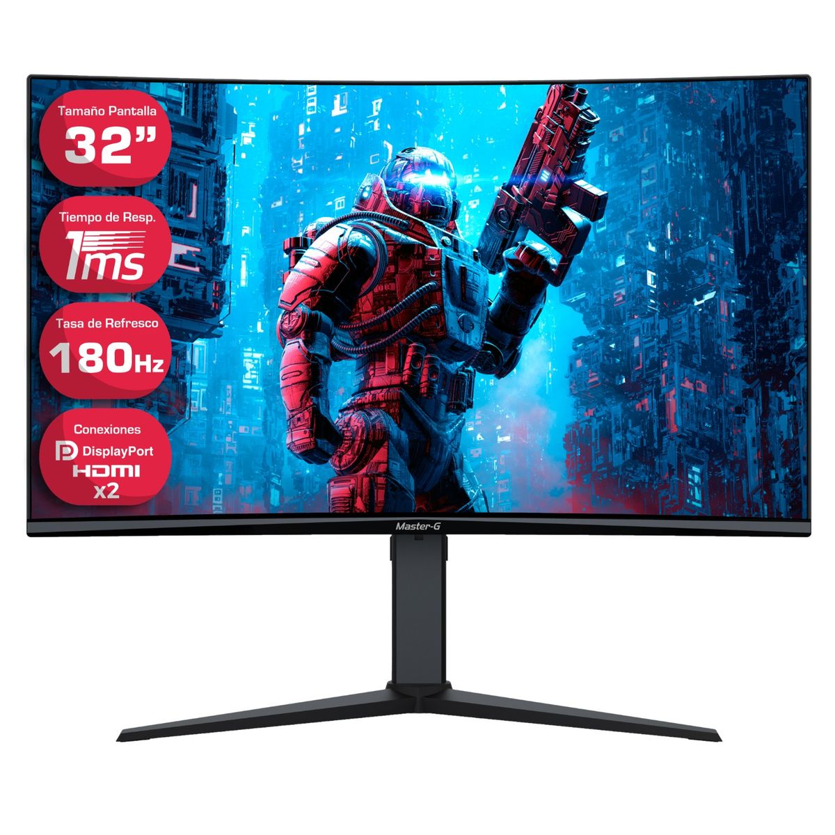 MASTER G - Monitor Gamer Curvo Led  32" Full HD 180Hz 1Ms
