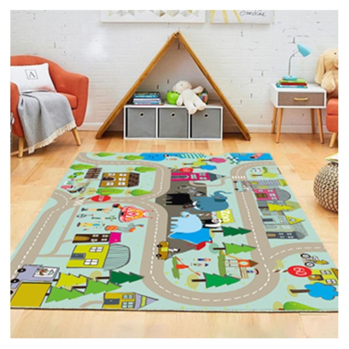 KIVARA - Alfombra Infantil Barrio 80X120 Cm Tapete Dormitorio Sala