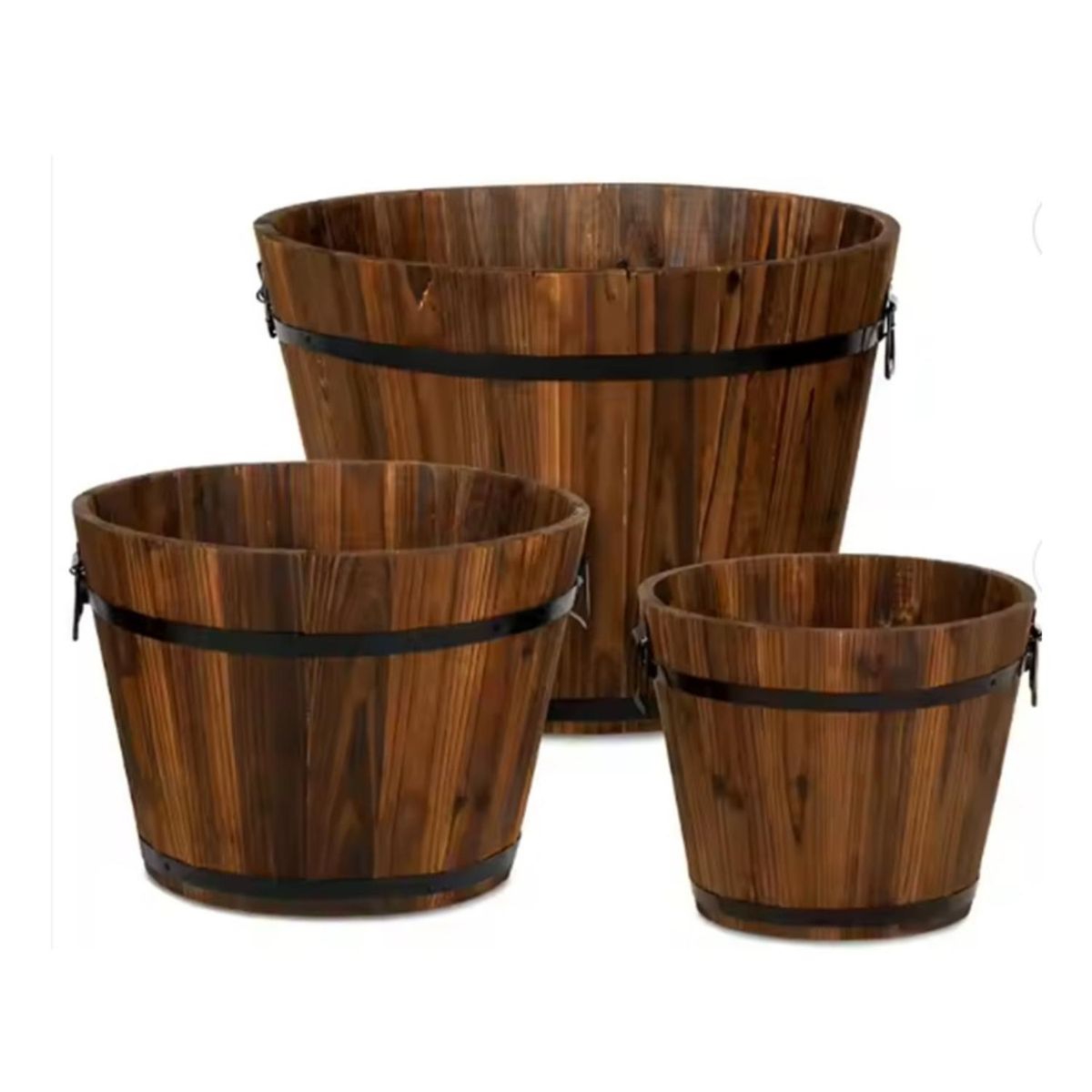 MOBII - Maceteros De Madera De Abeto. Pack 3 Unidades. 14 / 12 / 10 Cm