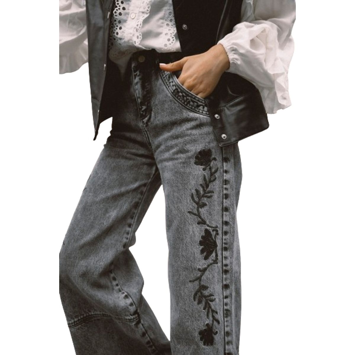 RUPHA - Pantalon Pipa Gris Oscuro Rupha
