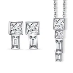 BLOOM CRYSTAL - Conjunto aros y colgante Scale con cristal de Austria baño en rodio