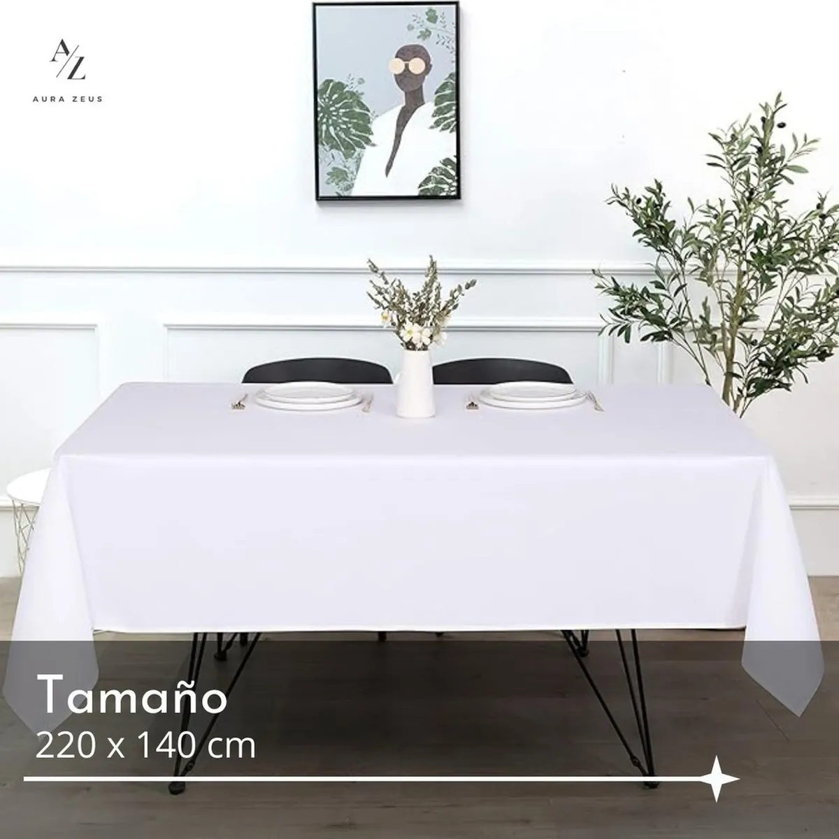 AZ AURAZEUS - Mantel Rectangular Antimanchas Impermeable Genero Tela 220 X 140 Cm