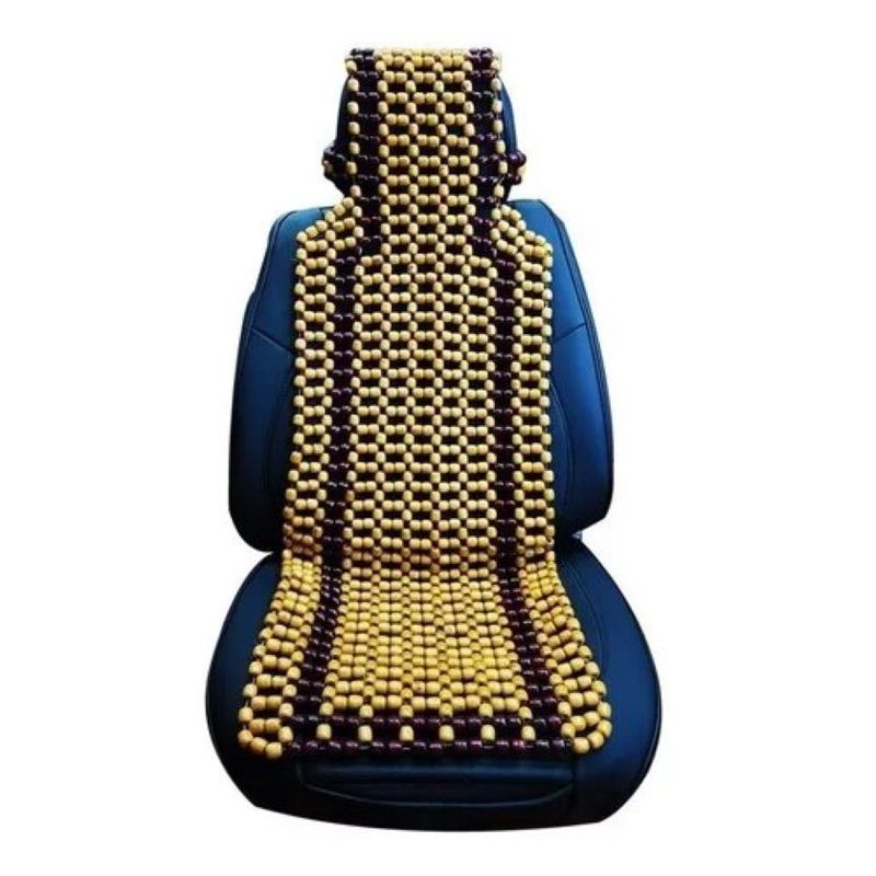 GENERICO - Cubre Asiento Respaldo Bolas Madera Bambu Esferas Verano