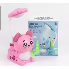 GENERICO - Lampara, Sacapuntas, Lapicero 3 En 1, diseño perro, Rosado