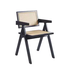 GENERICO - Silla Chandigarh de Madera y Ratan - Negro