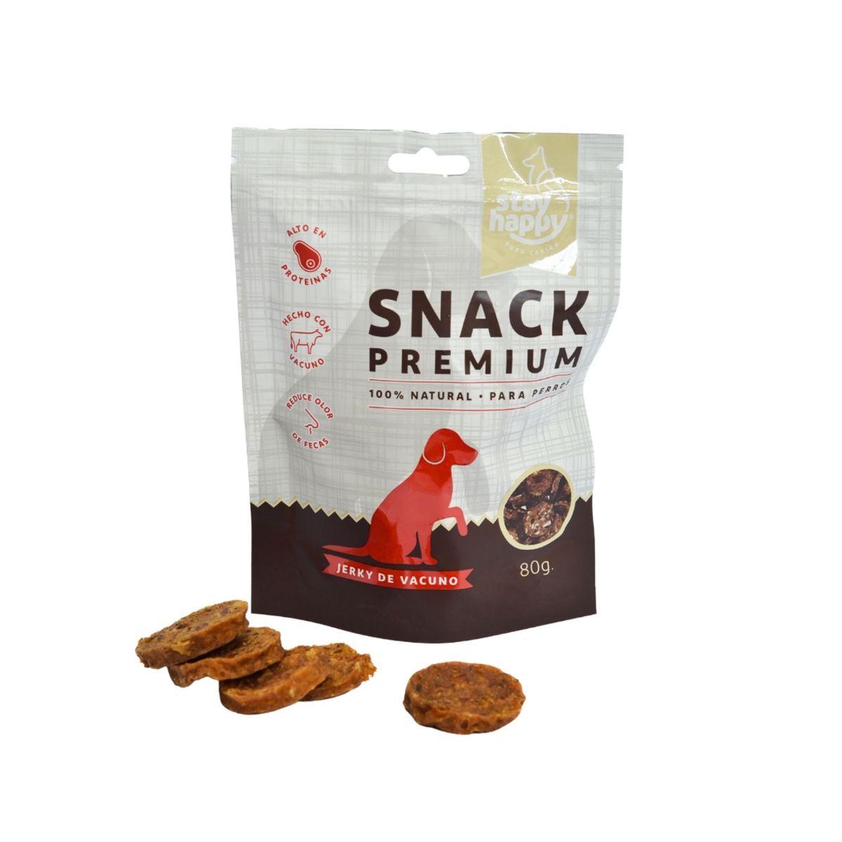 GENERICO - 12 Snack Stay Happy Jerky Vacuno 80gr para Perros