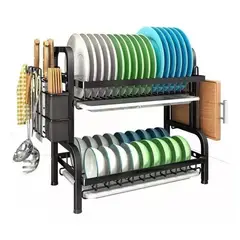 GENERICO - Escurridor De Platos 2 Niveles De Metal Acero Inoxidable