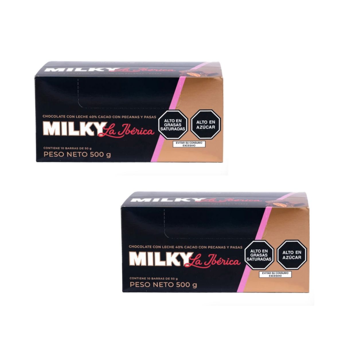 LA IBERICA - PACK X20 CHOCOLATE EN BARRA MILKY PECANAS Y PASAS 50G