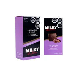 LA IBERICA - PACK X6 CHOCOLATE EN BARRA MILKY PECANAS Y PASAS 100G