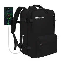 LUXGEAR - Mochila De Viaje Expansible NomadLifeV2 Impermeable - Negro
