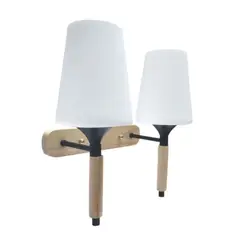 GENERICO - Lampara Aplique Doble Porta Ampolleta E27 Madera Decorativo