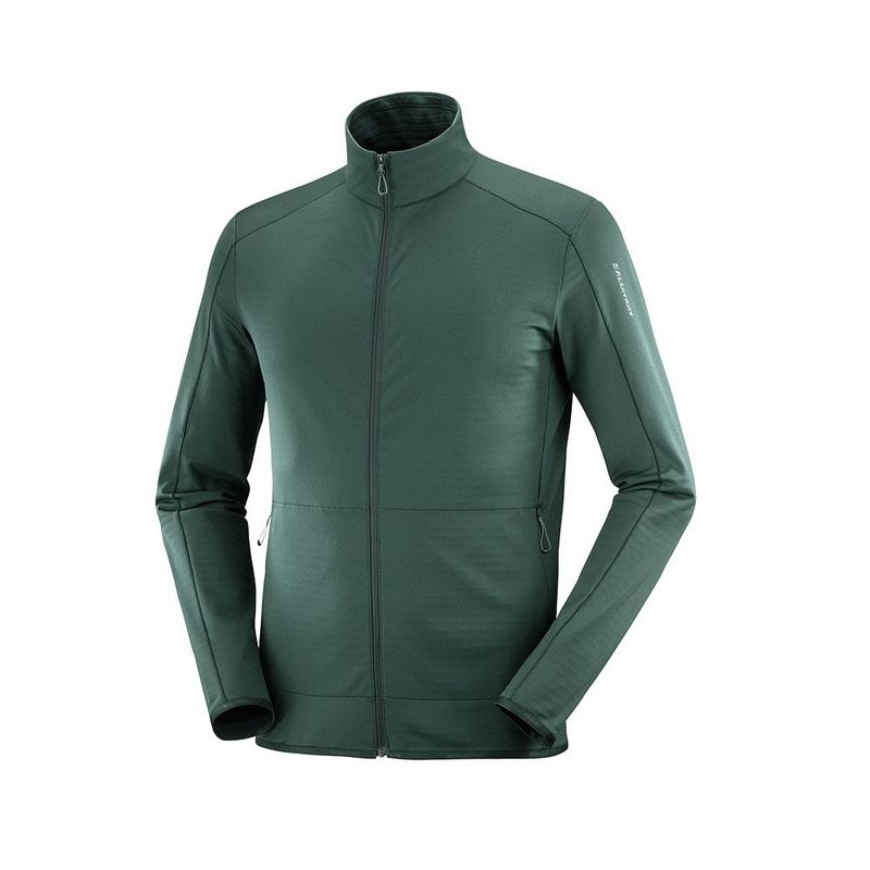SALOMON - Polerón Outrack Full Zip Mid M Hombre Verde Salomon