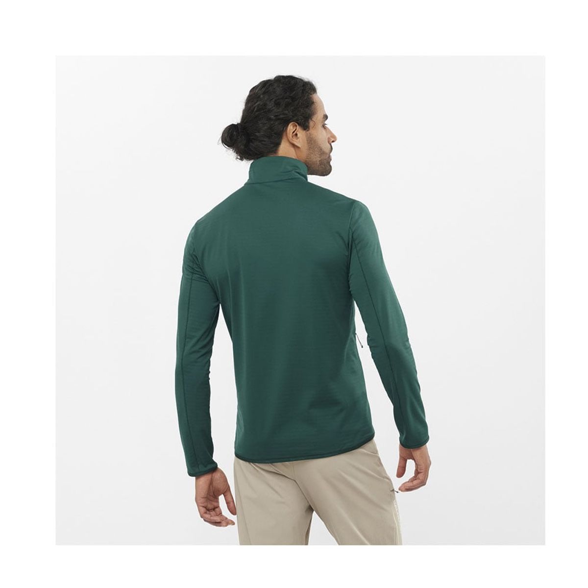 SALOMON - Polerón Outrack Full Zip Mid M Hombre Verde Salomon