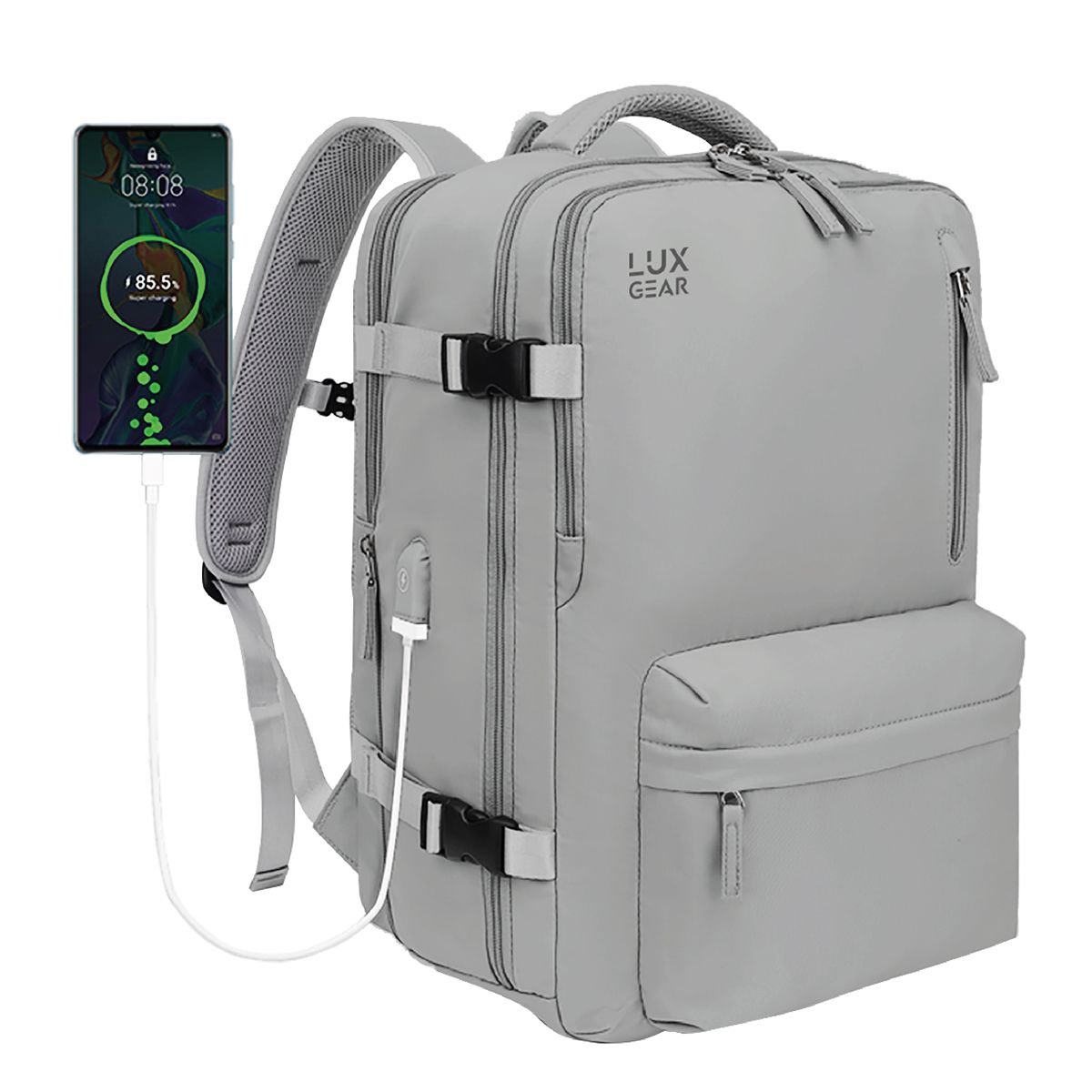 LUXGEAR - Mochila De Viaje Expansible Luxgear NomadLifeV2 Impermeable - Gris