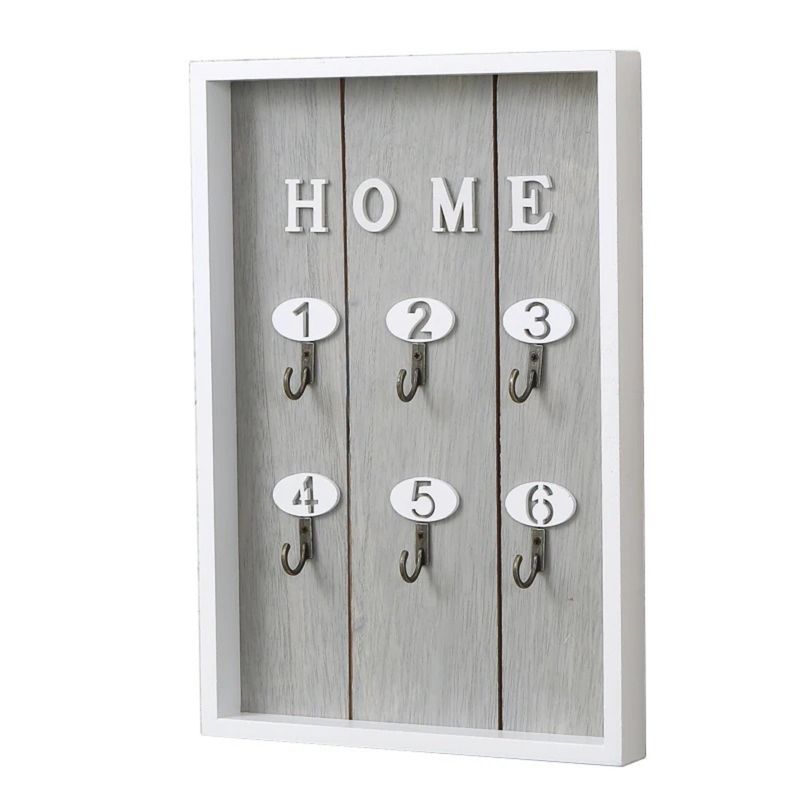 GENERICO - Porta Llave De Madera Cuadro Colgador Decorativo Para Llaves - Gris