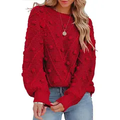 BLWOENS - Suéter De Punto Para Mujer -Rojo