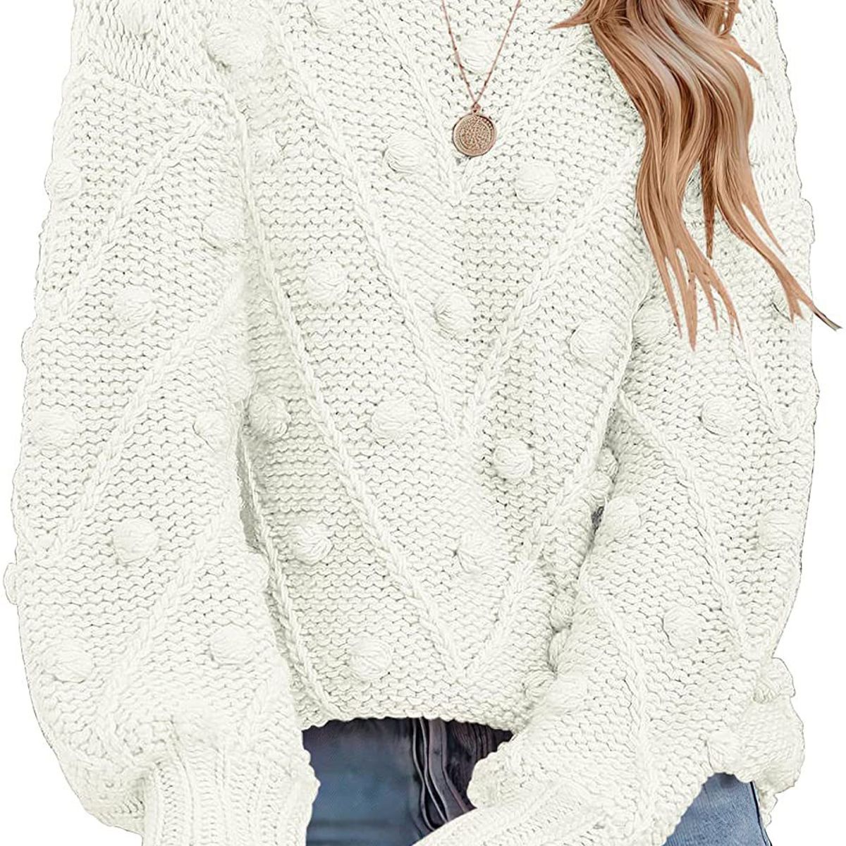 BLWOENS - Suéter de punto para Mujer -Blanco