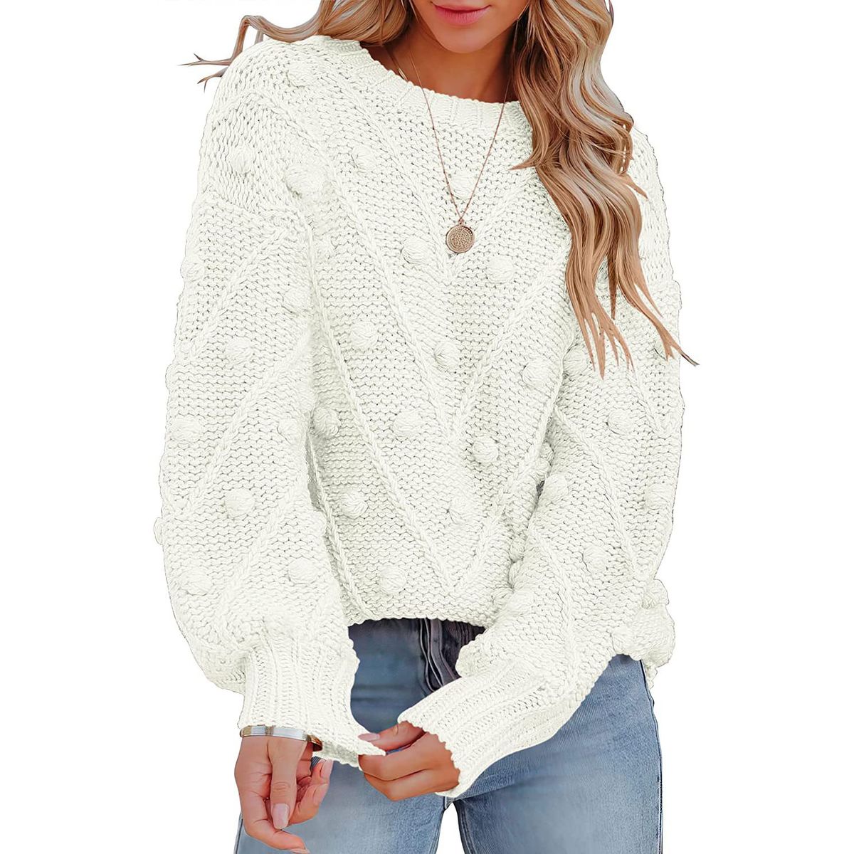 BLWOENS - Suéter de punto para Mujer -Blanco