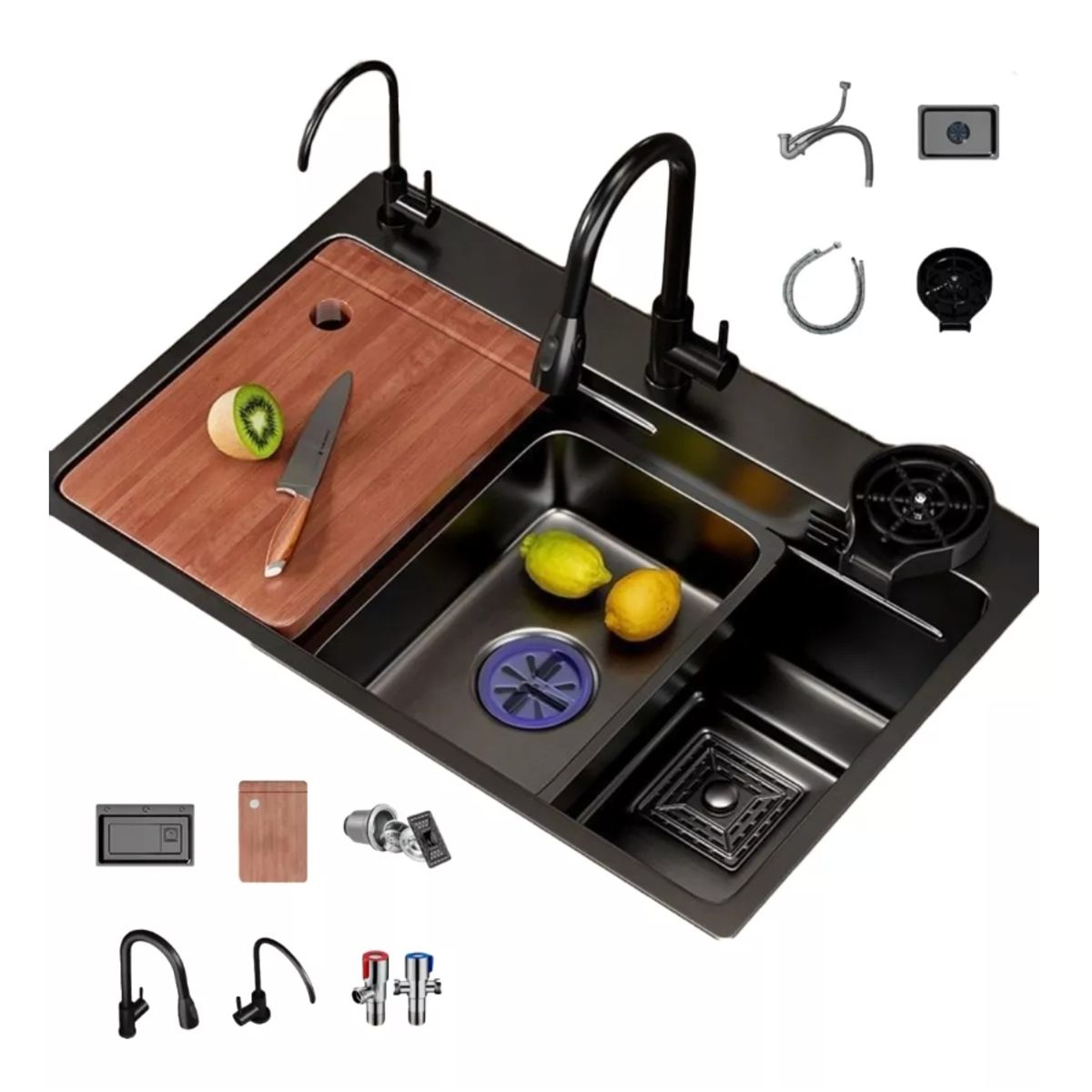 HOMER DESIGN - Set Lavaplatos Empotrado Acero Inoxidable 75x45x21cm