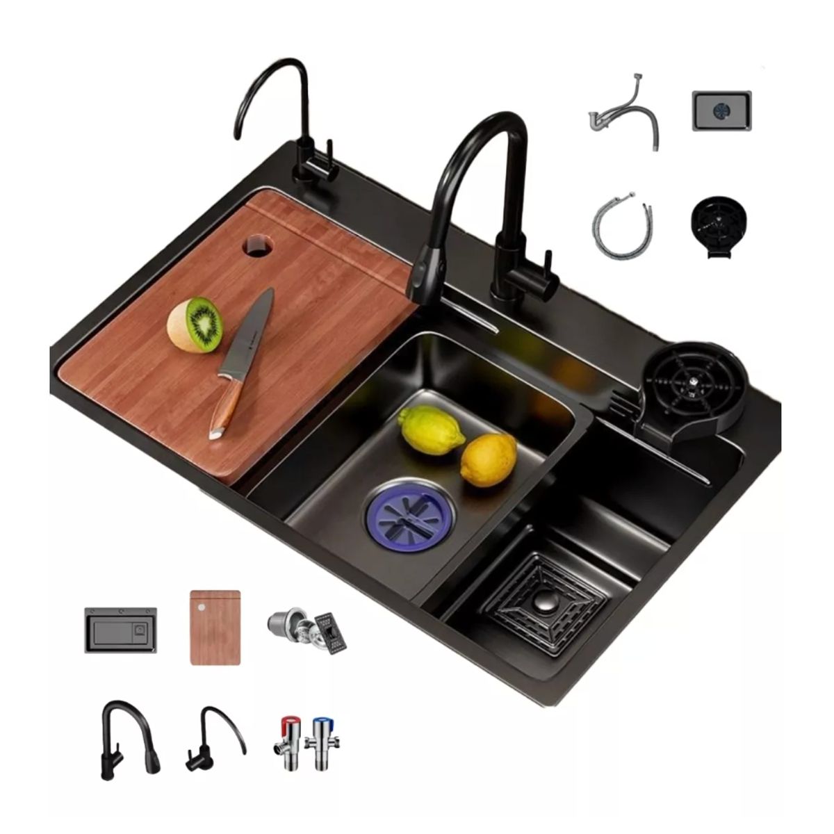 HOMER DESIGN - Set Lavaplatos Empotrado Acero Inoxidable 75x45x21cm