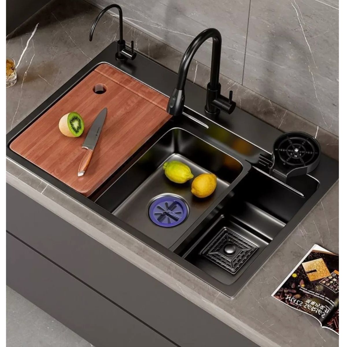 HOMER DESIGN - Set Lavaplatos Empotrado Acero Inoxidable 75x45x21cm