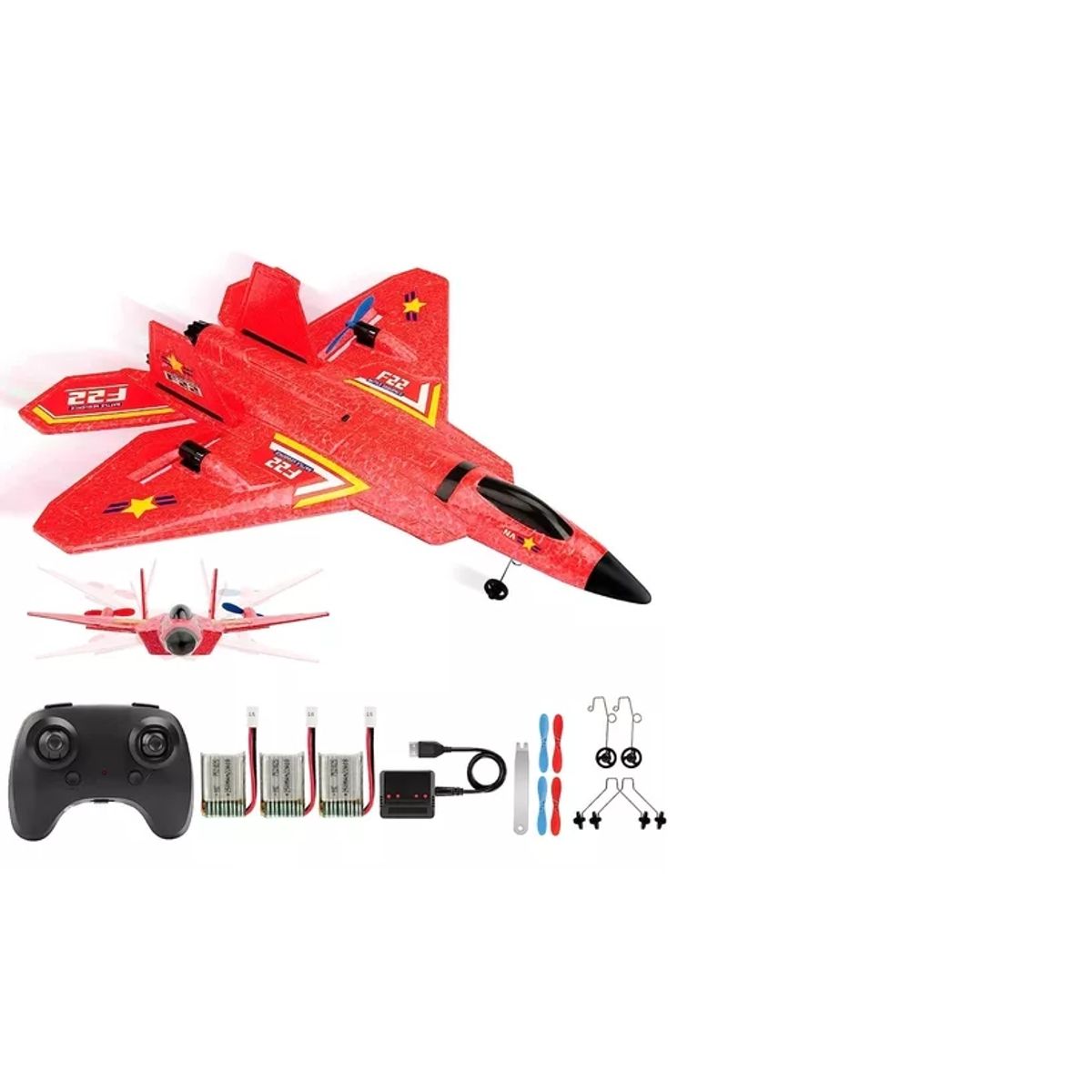 GENERICO - Avion Rc Juguete Planeador De Espuma Con Luces F22 Raptor