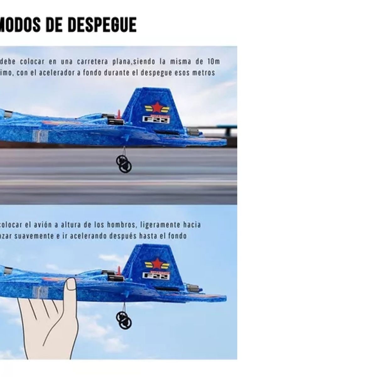 GENERICO - Avion Rc Juguete Planeador De Espuma Con Luces F22 Raptor