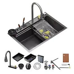 HOMER DESIGN - Set Lavaplatos Empotrado Acero Inoxidable 80x45cm con porta cuchillo