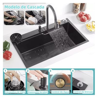 Imagen 2 del producto Set Lavaplatos Empotrado Acero Inoxidable 80x45cm con porta cuchillo