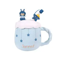 GENERICO - TazónMug Diseños De Anime con Tapa de Silicona y Bombilla Celeste