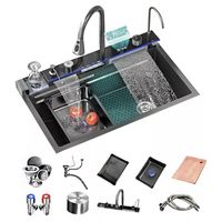 Lavaplatos Empotrado con Lavavasos y Accesorios 75x45cm-