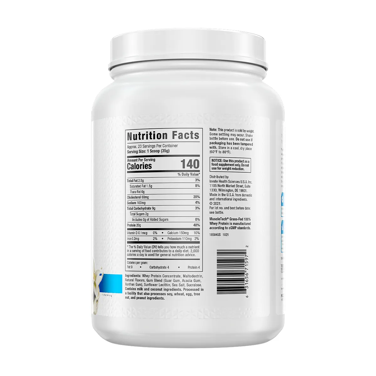 MUSCLETECH - GRASS-FED 100% WHEY PROTEIN 1.8 LB, MTECH