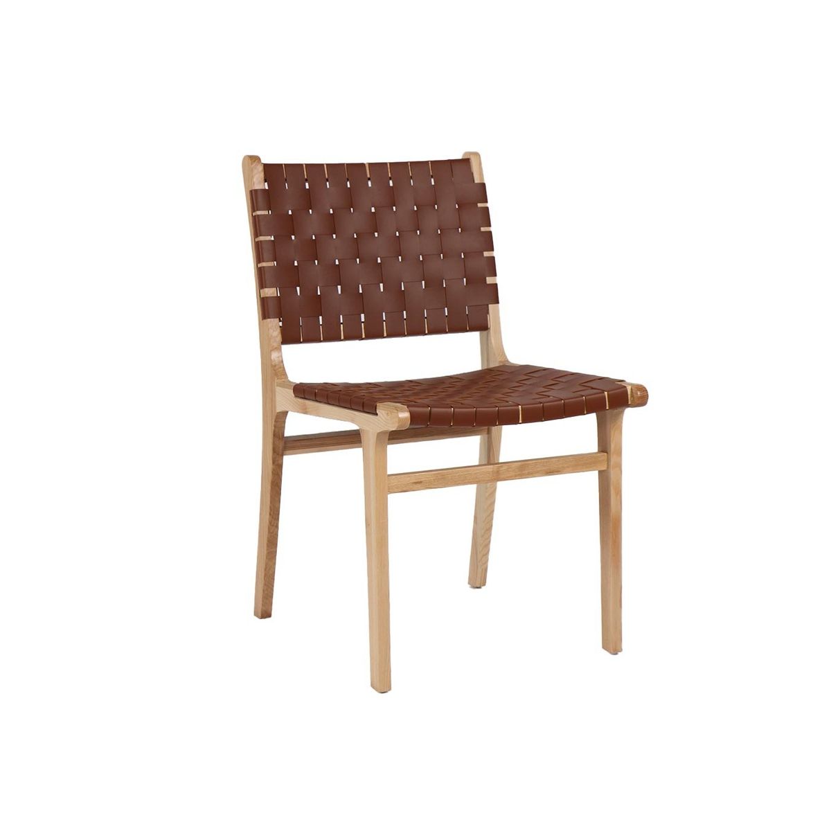 NECTAR - Silla de Comedor Alice de Eco-Cuero café madera de Fresno