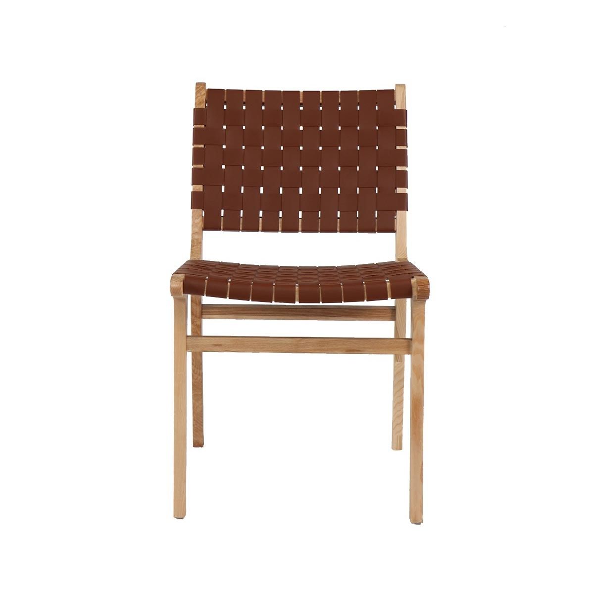 NECTAR - Silla de Comedor Alice de Eco-Cuero café madera de Fresno