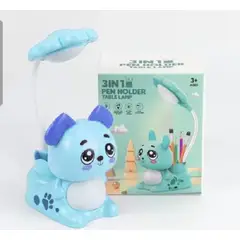 GENERICO - Lampara, Sacapuntas, Lapicero 3 En 1, diseño perro, Celeste