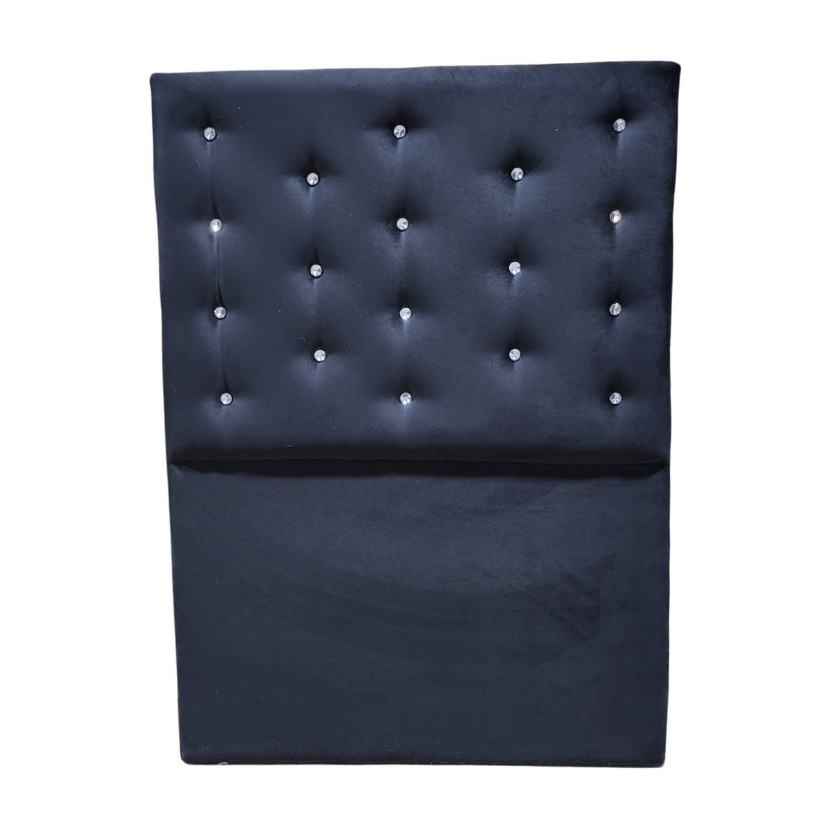 GENERICO - Respaldo 1 Plaza Negro Felpa Botón Diamante a piso Rimar