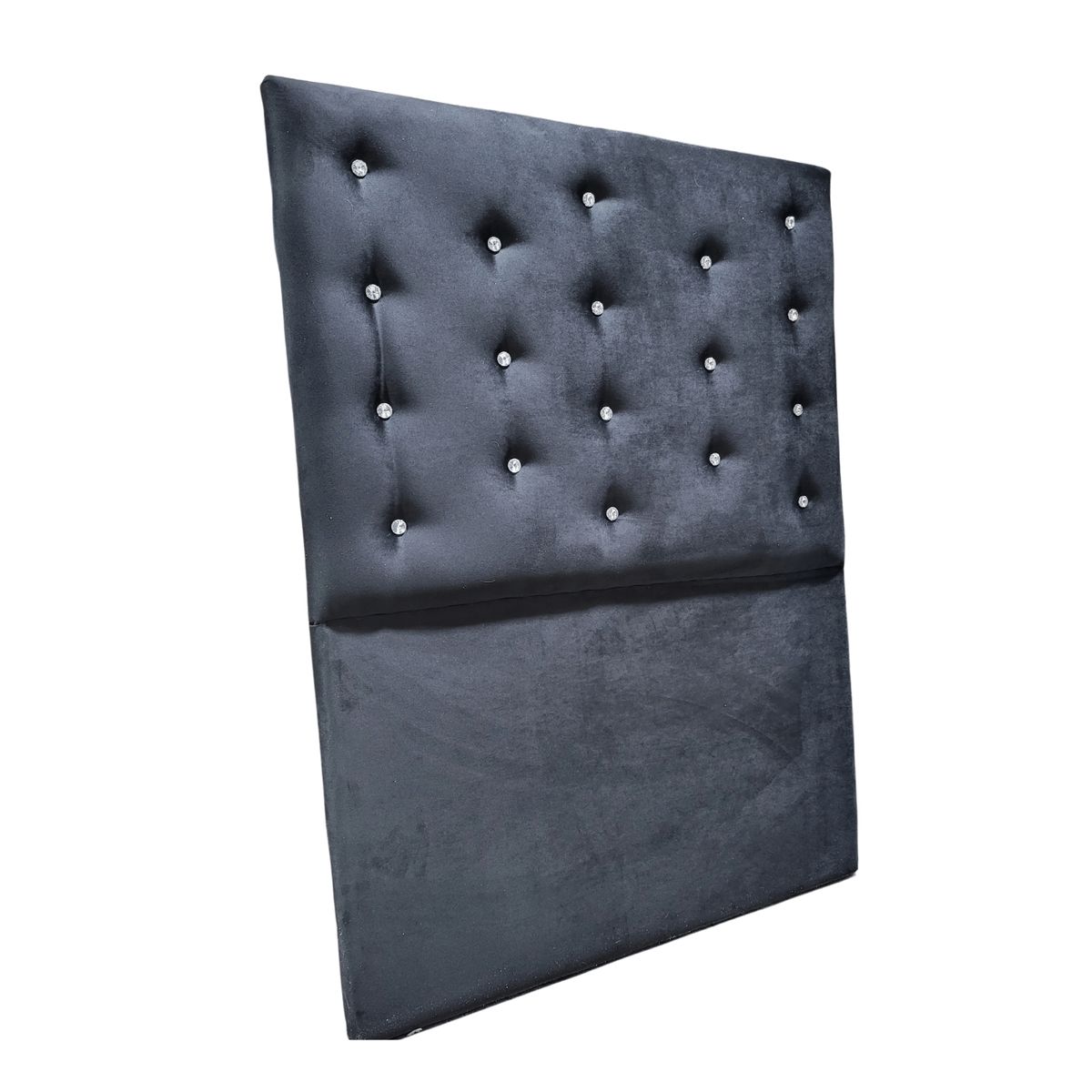 GENERICO - Respaldo 1 Plaza Negro Felpa Botón Diamante a piso Rimar