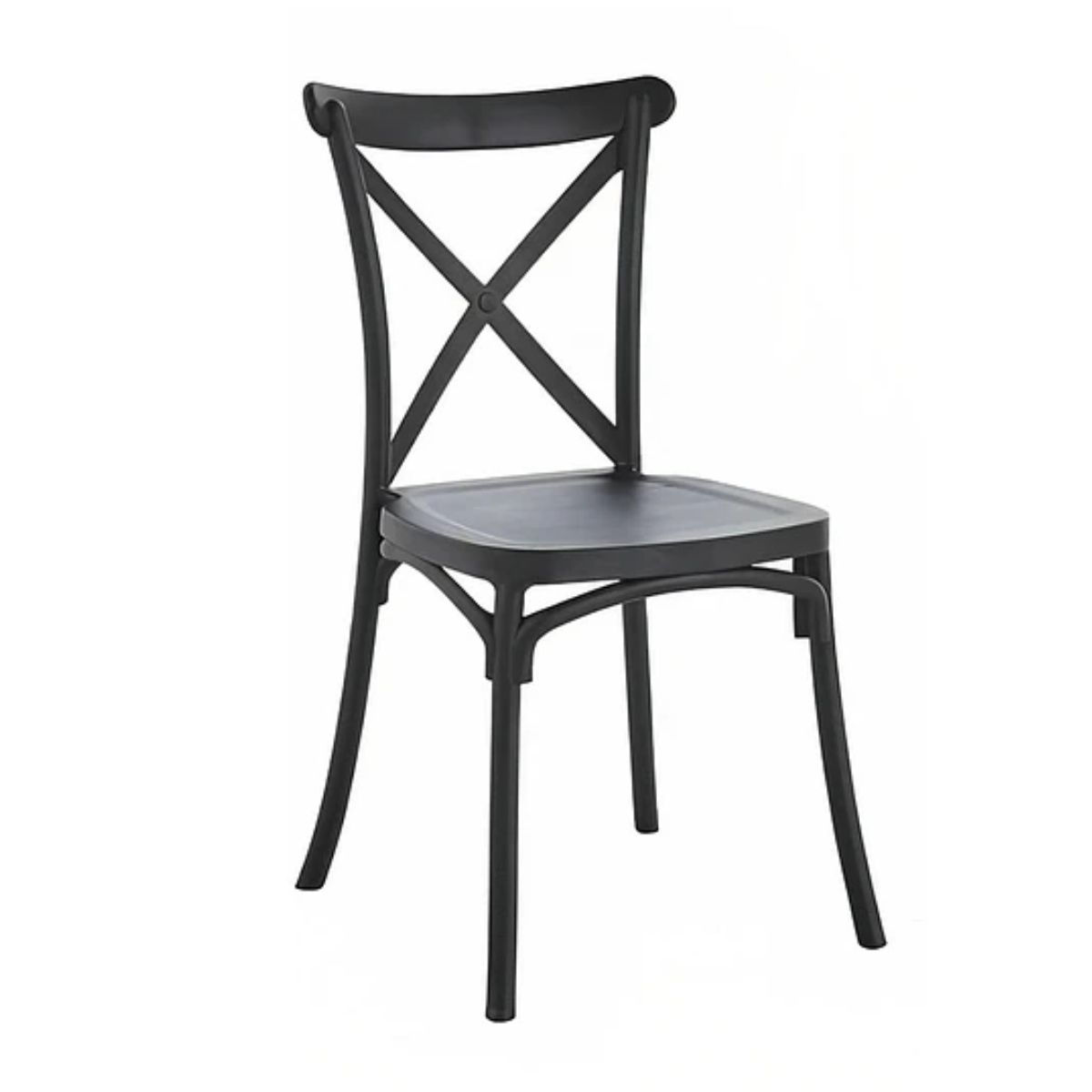 GENERICO - Silla Negra para Comedor o Terraza Apilable Crossback