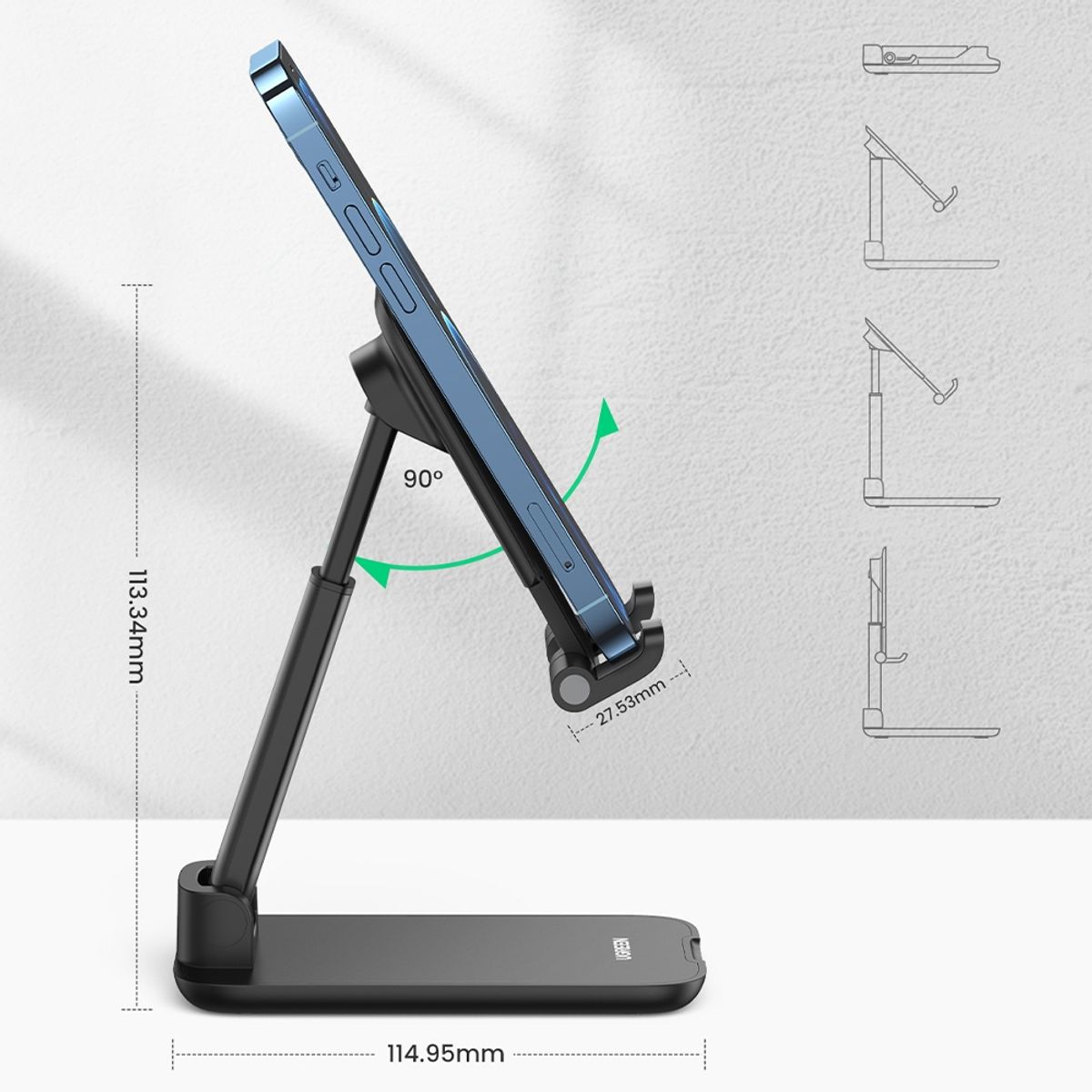 UGREEN - Base de Escritorio para Celular Altura E Inclinación Ajustable Negro